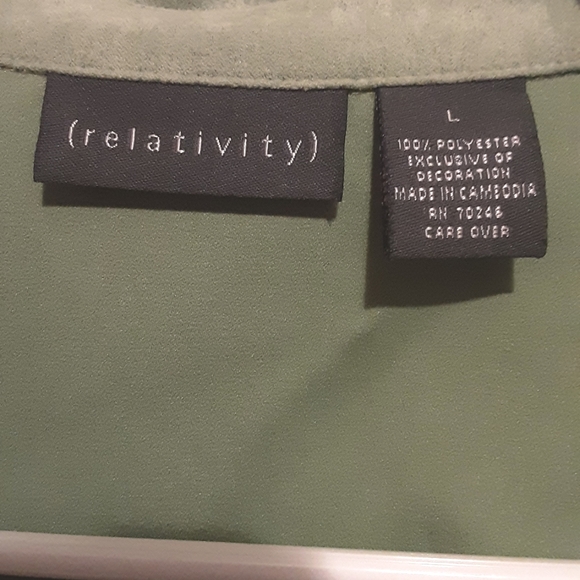 Relativity Green Jacket Blouse Shacket Embroidered w/free slacks - Picture 7 of 10